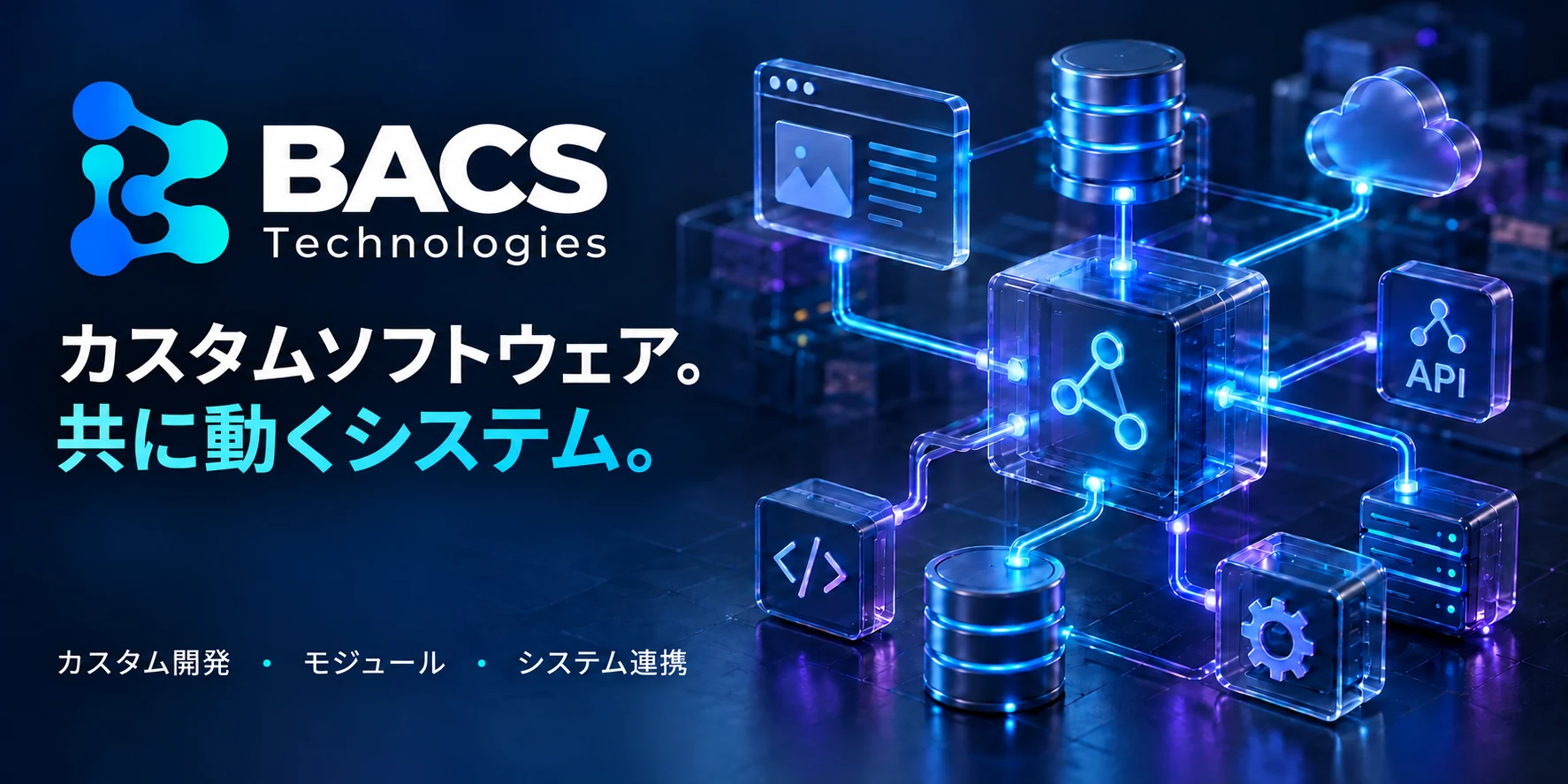 BACS Technologiesズ カスタムソフトウェア。 一緒に働くシステム。 カスタム開発、モジュールおよび統合。